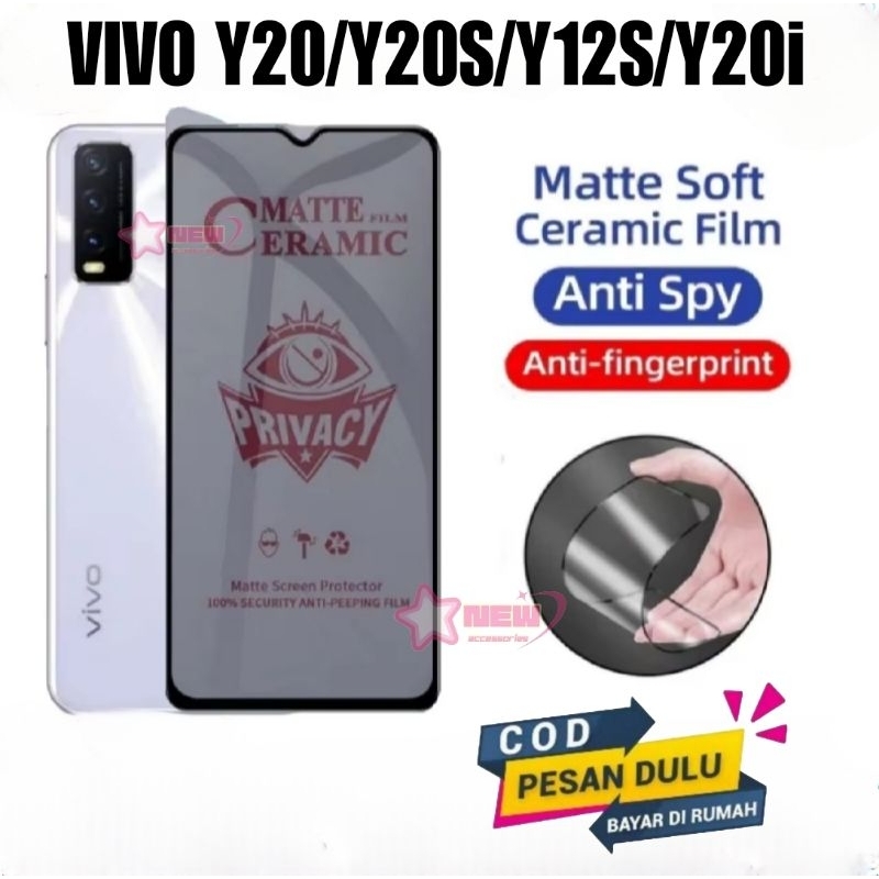 Antigores Vivo Y20/ Y12S/ Y20S/ Y20i Anti Gores Matte Ceramic Spy (hitam) gelap anti Radiasi Anti Pe