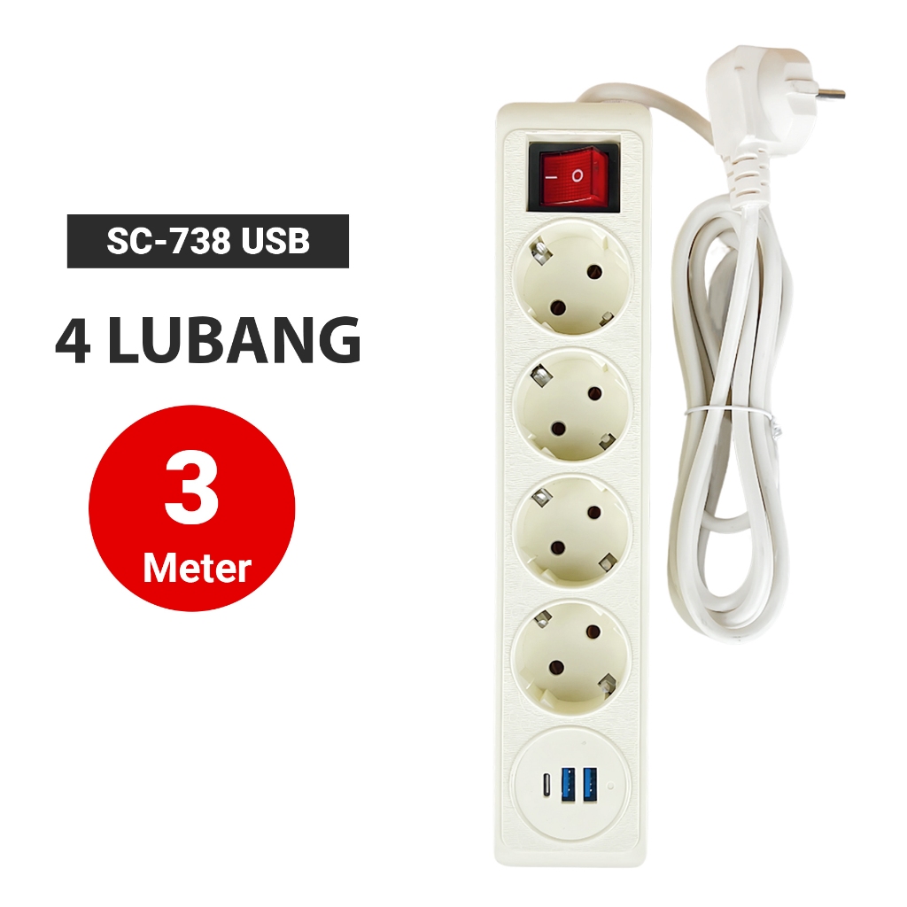 Stop Kontak Usb Kabel Saklar On Off / Stop Kontak Usb Kabel 4 Lubang & 3M/5M/10M / Stop Kontak Usb