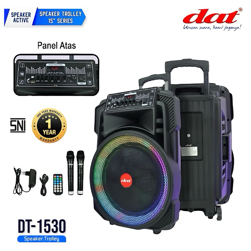 DT-1530 Speaker DAT   speaker bluetooth portabel 15inch speaker aktif full bass dilengkapi 2mic wire