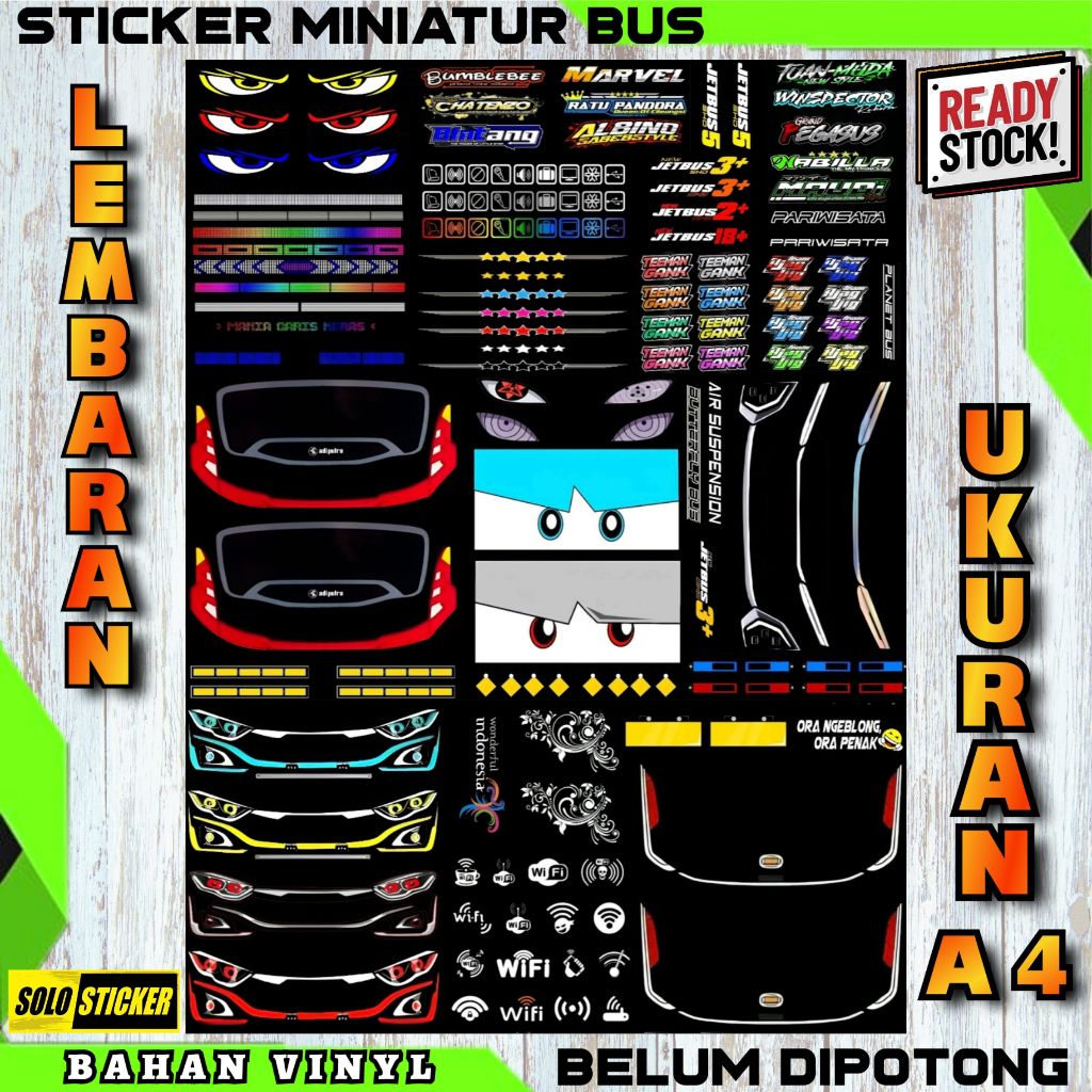 

Sticker Aksesoris Miniatur Bus Bahan Premium Anti Air Lembaran Belum Cutting