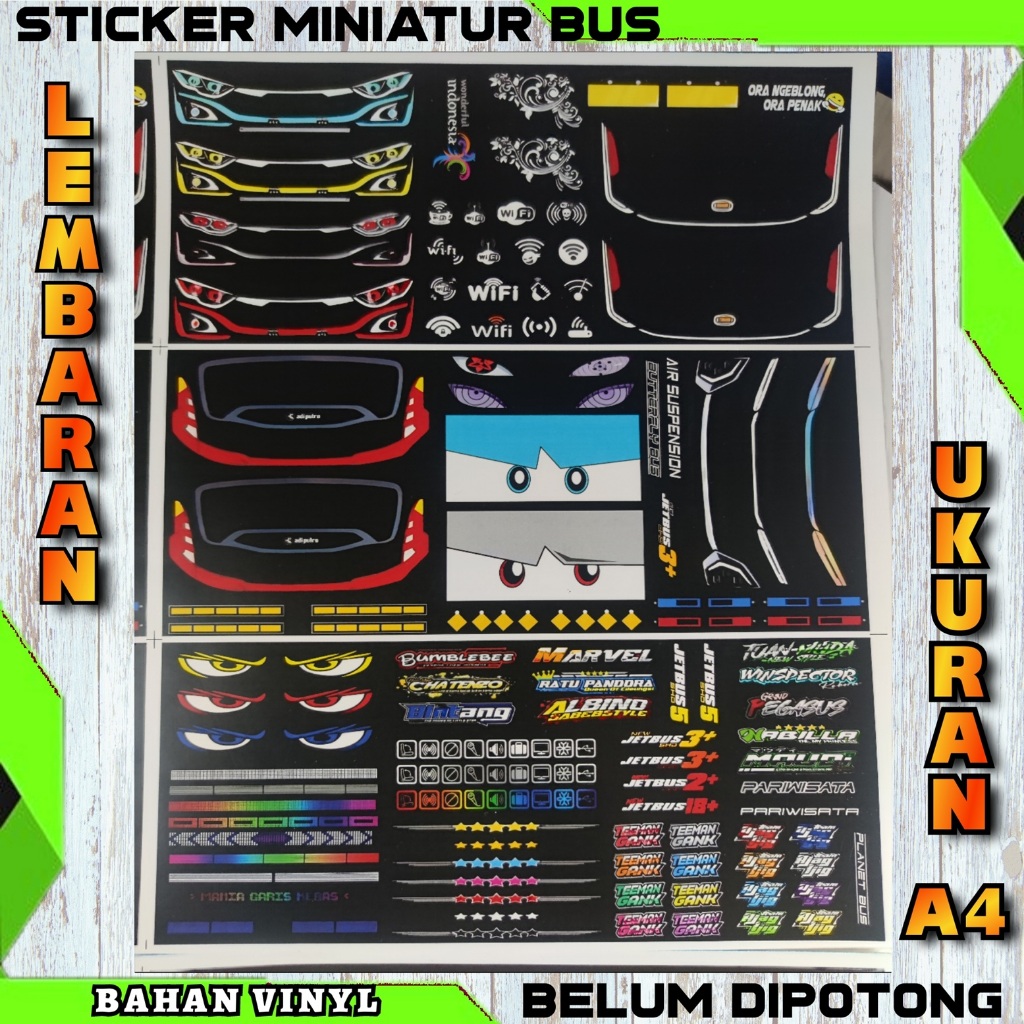

Sticker Aksesoris Miniatur Bus Bahan Premium Anti Air Lembaran Belum Cutting