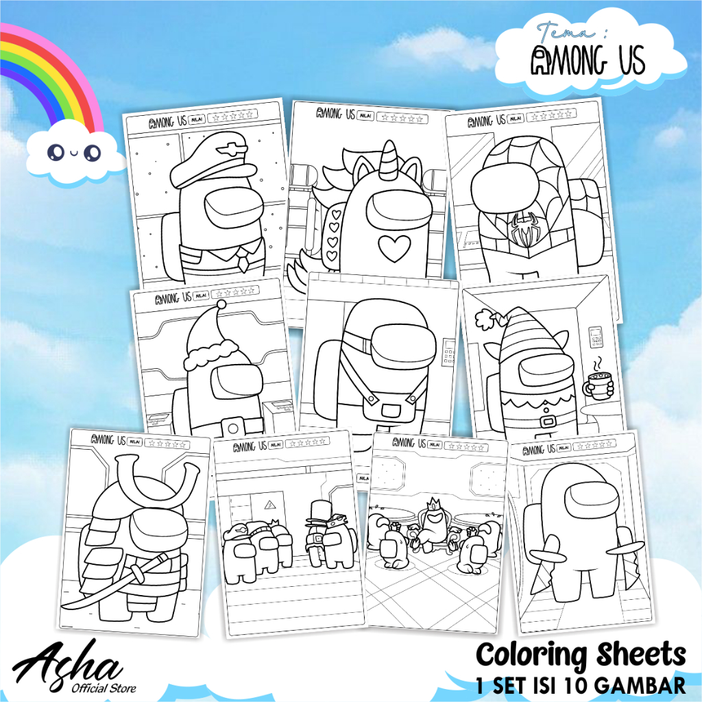 

KERTAS GAMBAR UNTUK ANAK - LEMBAR MEWARNAI ANAK 1 SET ISI 10 LEMBAR GAMBAR AMONG US UKURAN A5