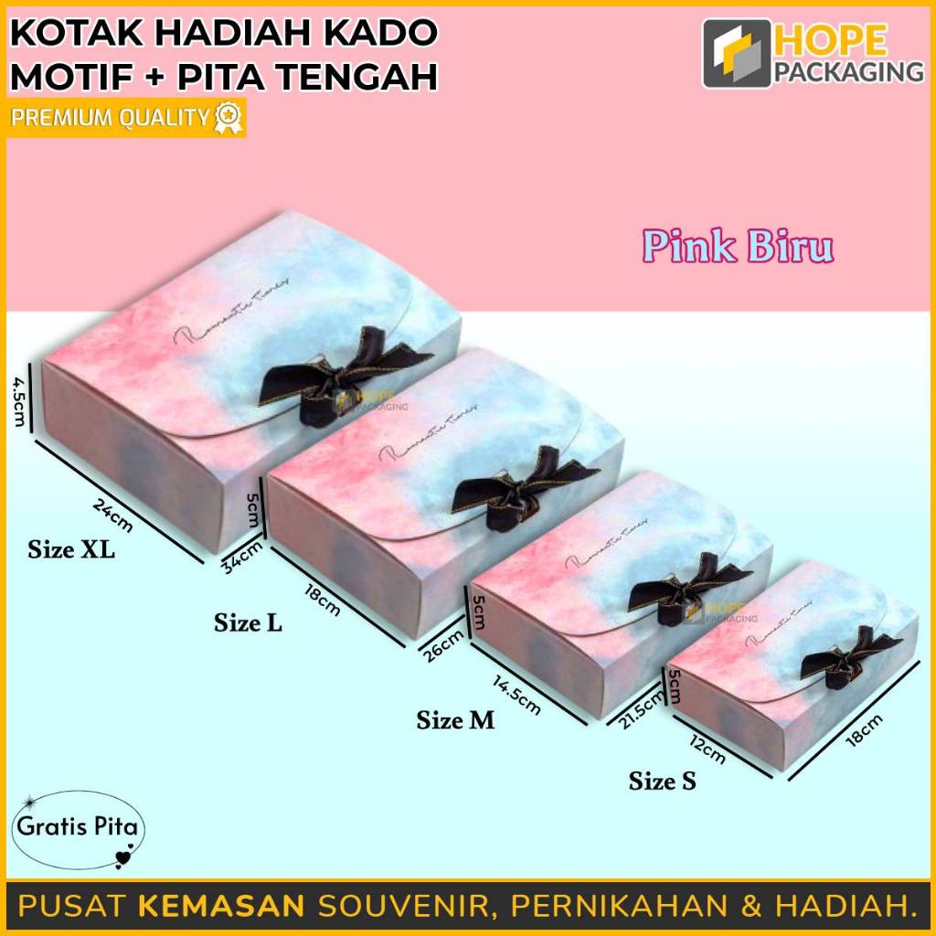 

Kotak Hadiah Kado Motif + Pita Tengah / Kotak Kado / Kotak Hampers Hadiah Ultah / Kotak Marble / Box Hadiah / Box Kado Ultah