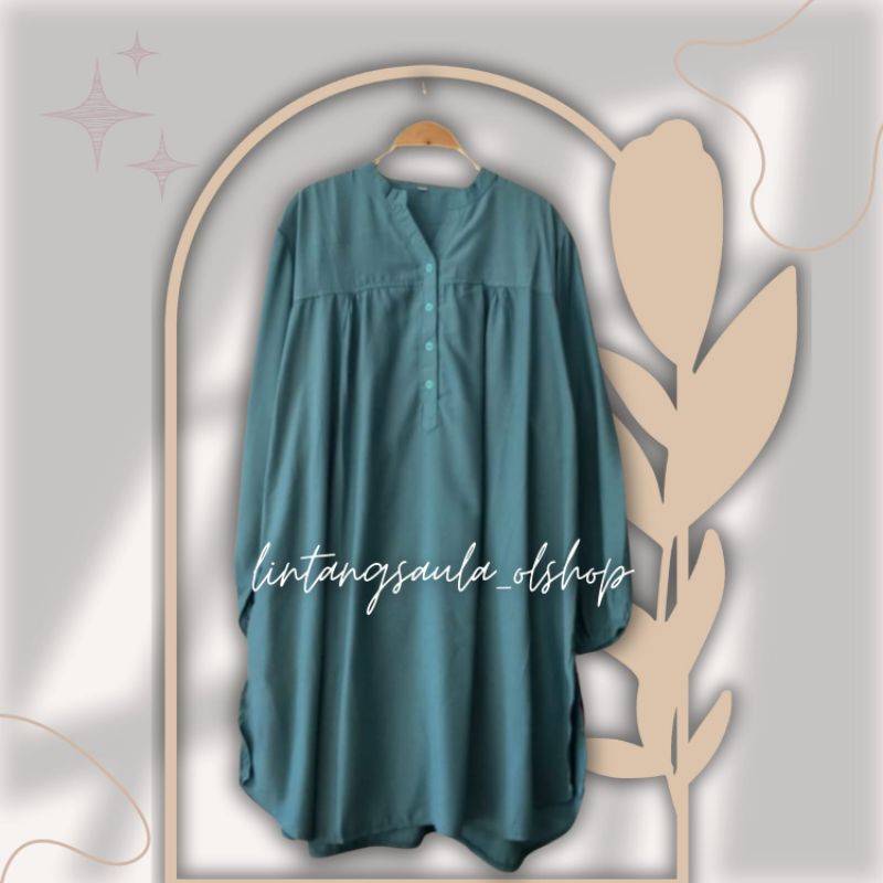 Tunik polos viscose jumbo hijau wardah