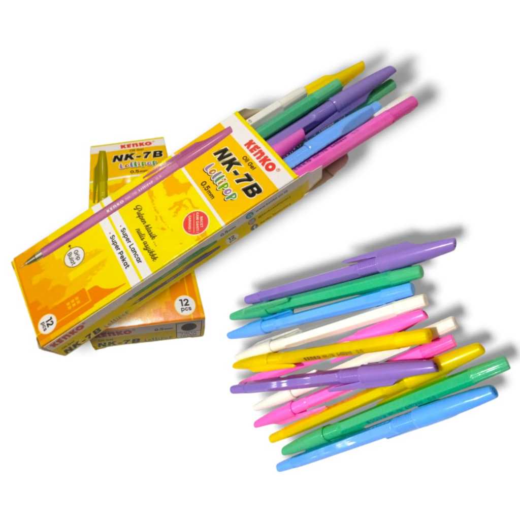 

[PACK] Pulpen Ballpoint Pen Oil Gel 0.5 mm - Kenko NK-7 Lolipop MURAH!