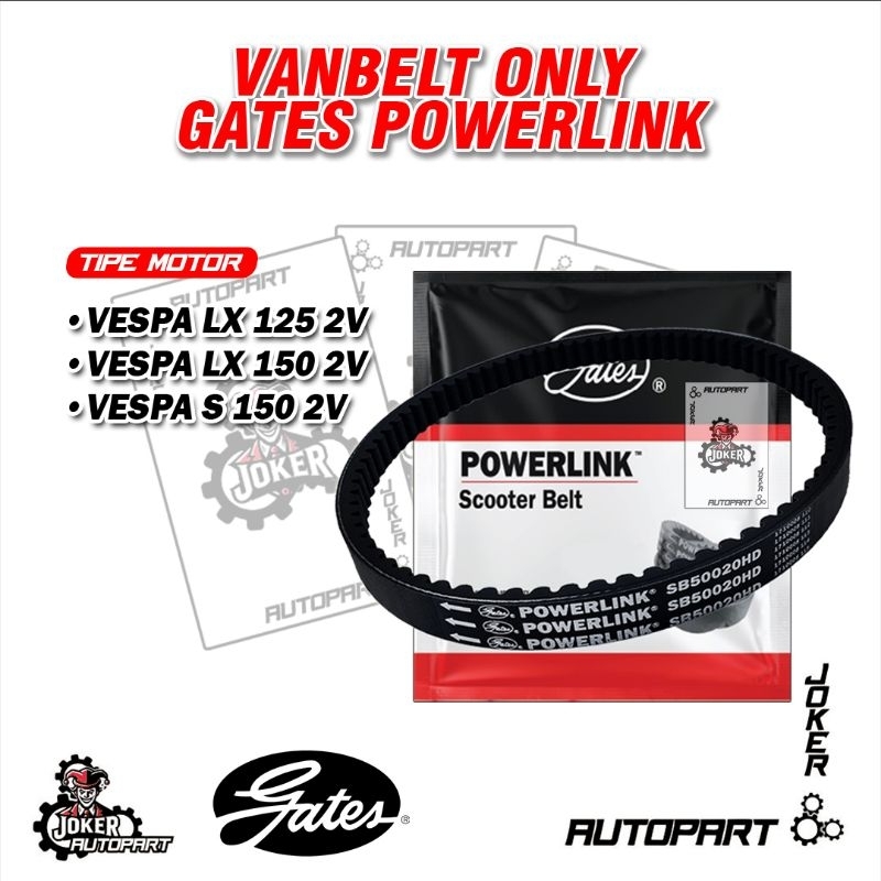 Vbelt Vanbelt Vespa S150 LX125 LX150 2V Gates Powerlink EPDM V-belt Belt