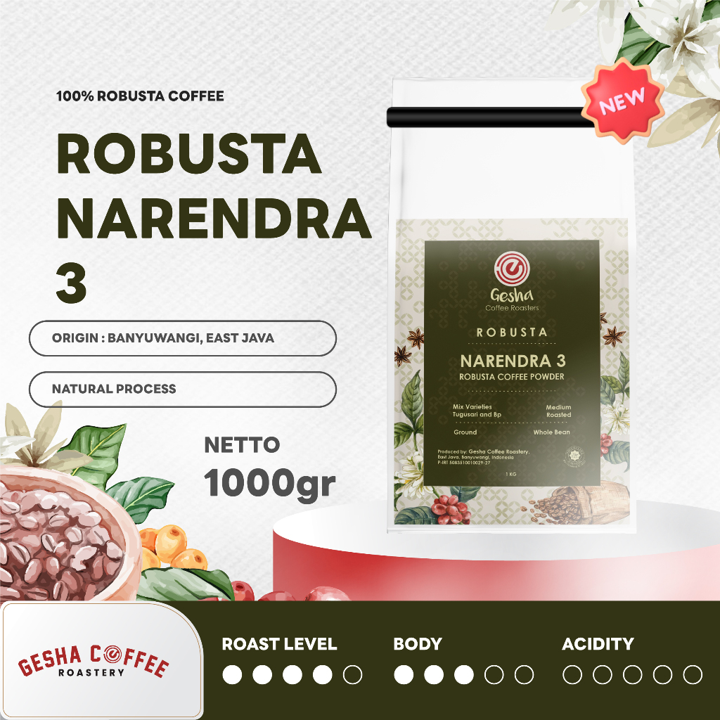 

ROBUSTA NARENDRA 3 - KOPI ROBUSTA BUBUK - GESHA COFFEE ROASTERY