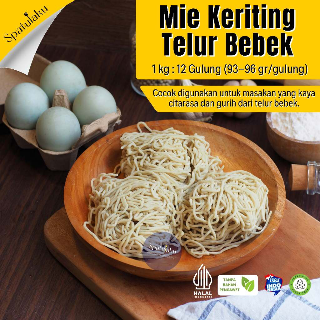 

Mie Mentah Keriting Special Telur Bebek Untuk Mie Ayam / Bakmie / dll
