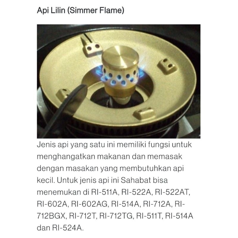 KHUSUS KOMPOR RINNAI 2 TUNGKU API BESAR / BIG BURNER