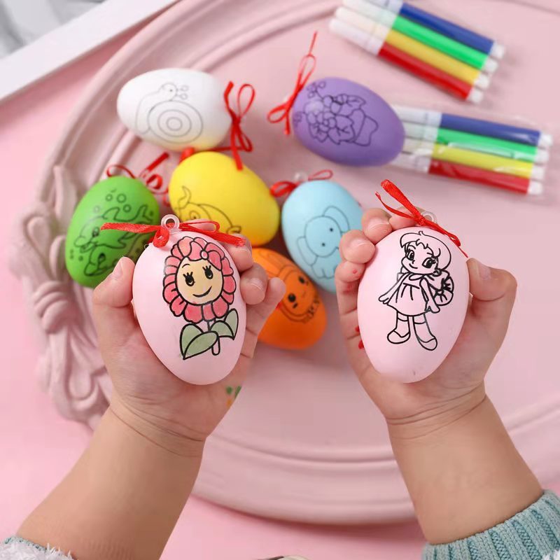 1pcs Mainan anak Melukis telur Paskah DIY untuk anak-anak Telur Paskah + Cat Air