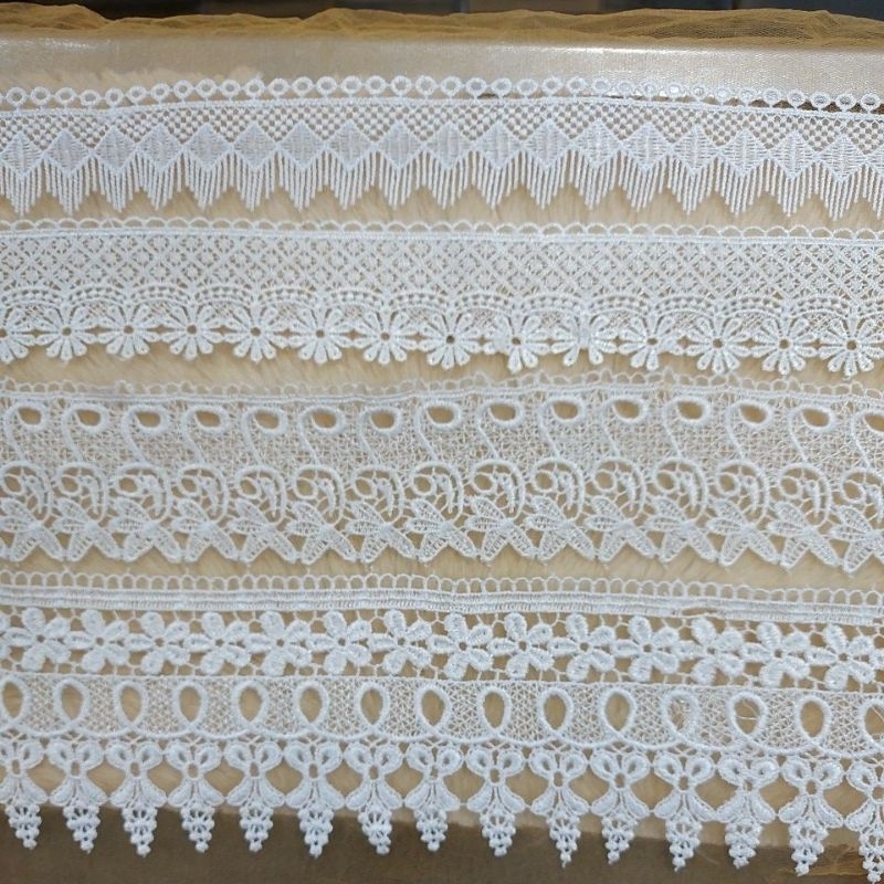 Renda Bodir Putih Hitam METERAN