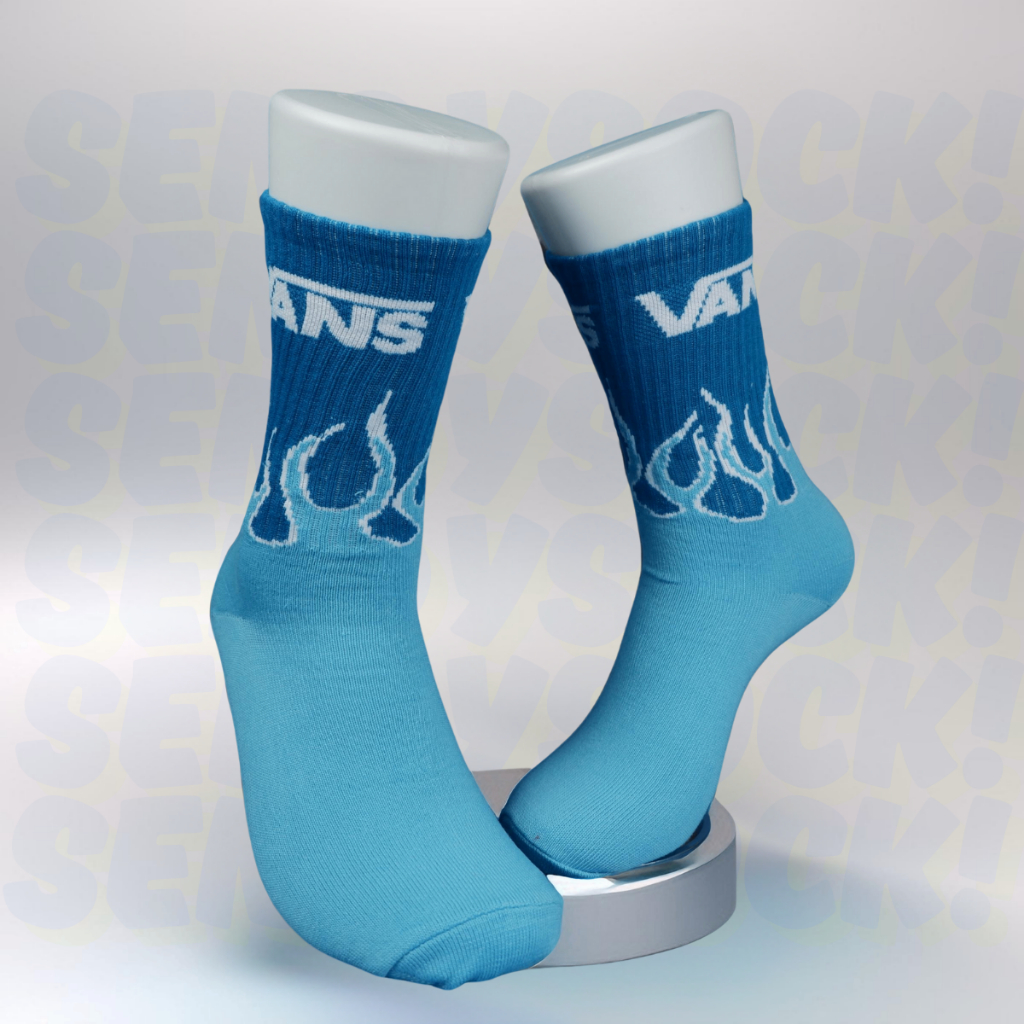 Kaos Kaki Motif Von Api Biru Oldschool Pria Wanita Panjang - TKB Socks