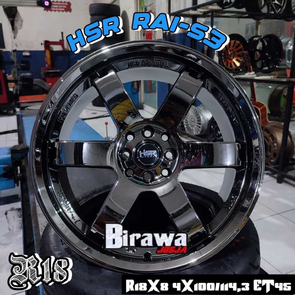 Velg Mobil Ring 18 HSR Rai-S3 R18x8 Lobang 8 4x100/114,3 ET45 Black Chrome