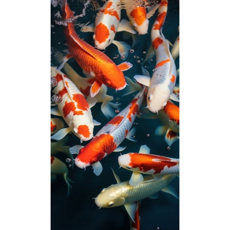 POSTER CETAK, LUKISAN IKAN KOI, hiasan dinding, lukisan cetak, tanpa bingkai