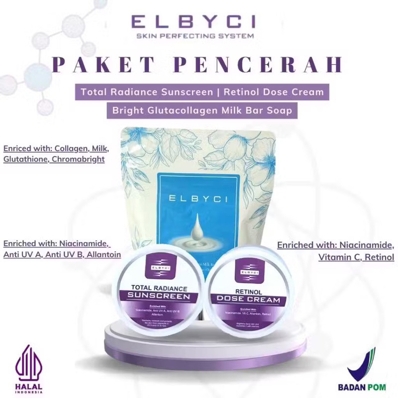 ELBYCI PAKET PENCERAH - Untuk Kulit Kusam & Susah Putih || BPOM & Aman