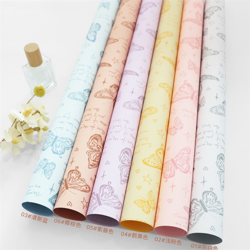

[ 5 LEMBAR ] Kertas Bunga Cellophane Motif Kupu Kupu Flower Paper Wrapping Paper Kertas Buket Bunga BQ