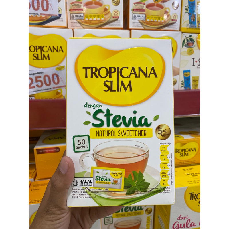 

Tropicana Slim Sweetener Stevia Alami 50sachet, 0 kkal.