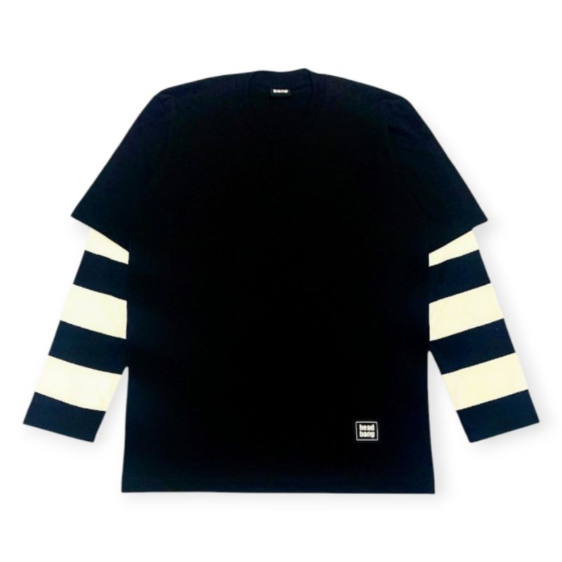 Head Bang Long Sleeve Double Sleeve Black white Stripe