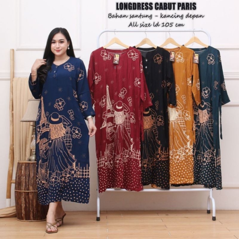 Longdress Motif Terbaru Bahan Rayon Ld 110 cm -Daster Lengan Panjang