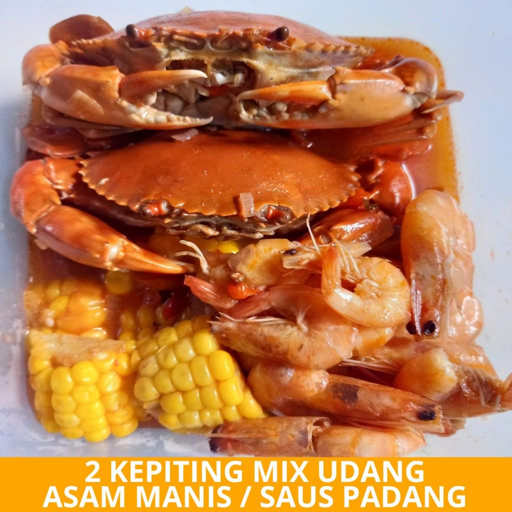 2 Kepiting Mix Udang Special Asam Manis / Saus Padang - Arviansyah Seafood Surabaya
