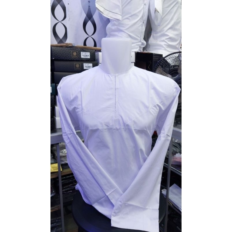 [Ukuran S, L] Baju Koko Muzdalifah/ Abu Asyiq Katun Putih Oblong Lengan Panjang