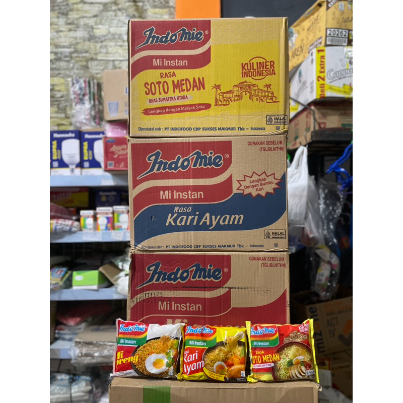 

1 BUNGKUS INDOMIE MI INSTAN MI GORENG RASA KARI AYAM RASA SOTO MEDAN. 100% BARU BERSEGEL HALAL ORI INDOMIE.