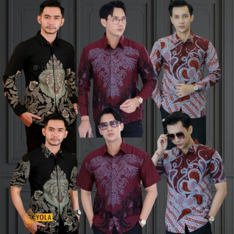 BAJU BATIK PRIA ABADI BATIK KEMEJA BATIK PRIA LENGAN PANJANG & PENDEK BATIK PRIA WARNA MERAH