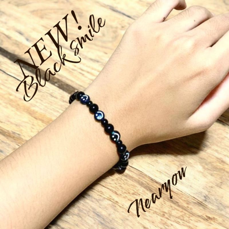 Gelang Hitam variasi smile/Bracelet black | Rekomendasi gelang Hitam cocok untuk pria dan wanita ✨