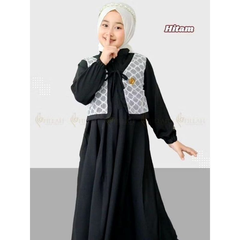 gamis rompi kania anak perempuan terbaru buat umur 4-12 tahun bahan  crinkle airflow