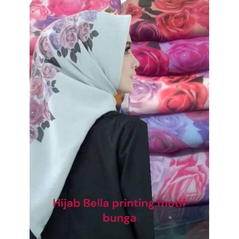 TERBARU HIJANB SEGI EMPAT BELLA SQUARE PRINTING MOTIF BUNGA