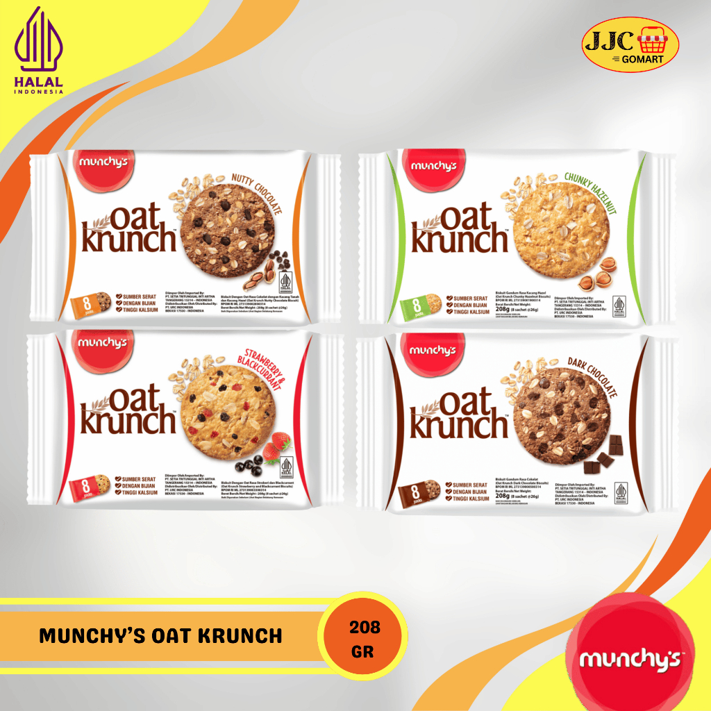 

Munchy's Oat Krunch 208gr | Stroberi | Hazelnut | Dark Coklat | Nutty Coklat