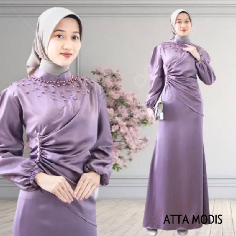 VIRAL DRES KEKINIAN WANITA MUSLIMAH, SATIN SILK, BRIDESMAID, KONDANGAN, FORMAL,PESTA