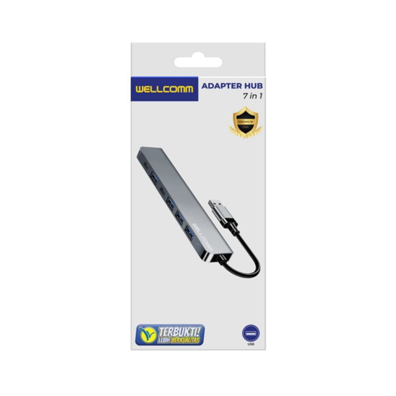 Adapter HUB 7 in 1 USB A 2.0x4 USB 3.0 x1 USB Type C x1 USB Type C x1 Wellcomm