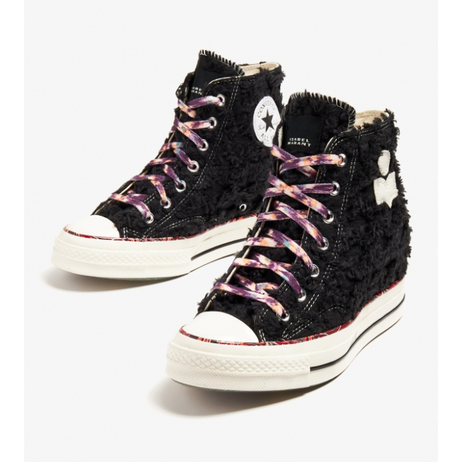 Converse x Isabel Marant Chuck 70 70s Wedge Platform Frayed Cotton Polyester Jacquard Hi Raven