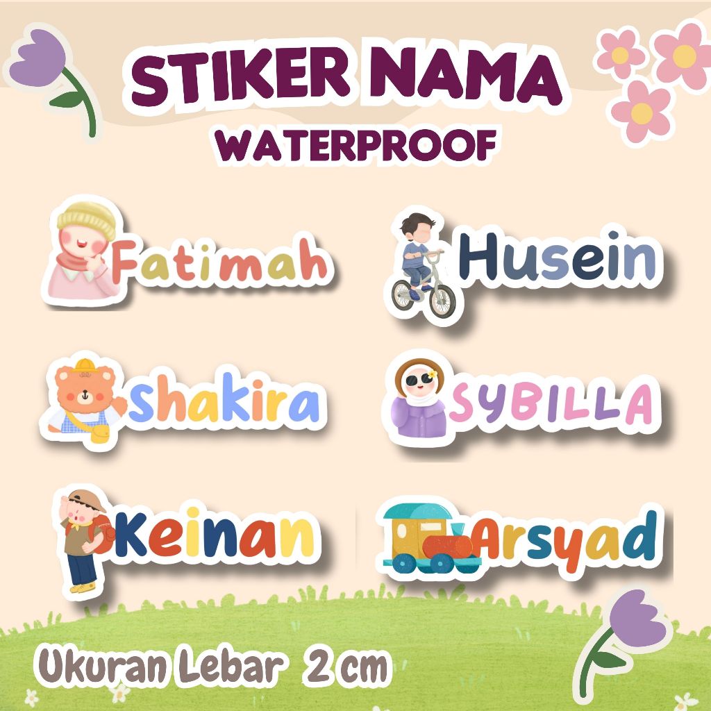 

Stiker Nama Anti Air Custom School Labels Stiker Waterproof