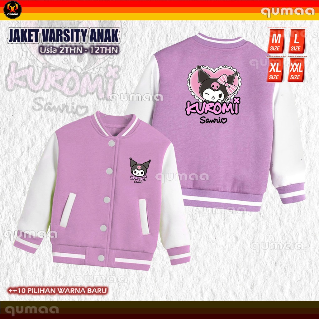 Jaket VARSITY Baseball Anak Laki Laki Perempuan KUROMI SANRIO | KIDS COAT&JACKET