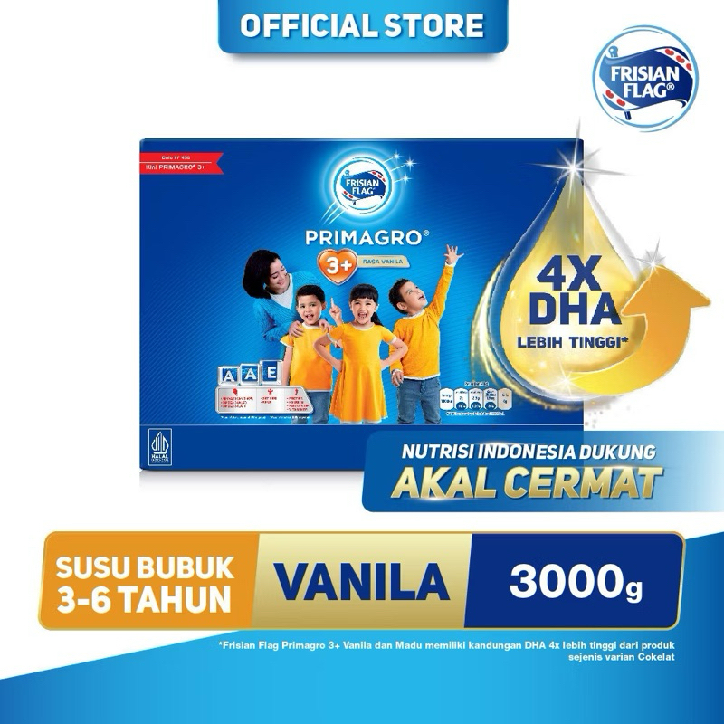 

Susu Frisian Flag Primagro 3+ Vanilla 3000 gr Susu Formula Pertumbuhan Anak - 1 Pcs HALAL