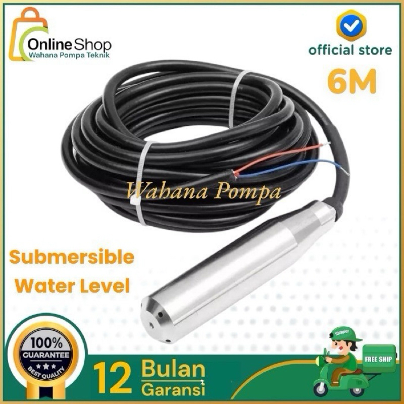 Submersible Water Level Transmitter Level Transducer Sensor 6m Cable