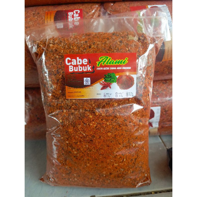 

ready kemasan ( 1.kg ) CABE BUBUK KASAR ALAMI AROMA DAUN JERUK