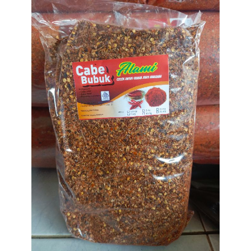 

ready kemasan ( 1.kg ) CABE BUBUK KASAR ORI ALMAI PEDAS