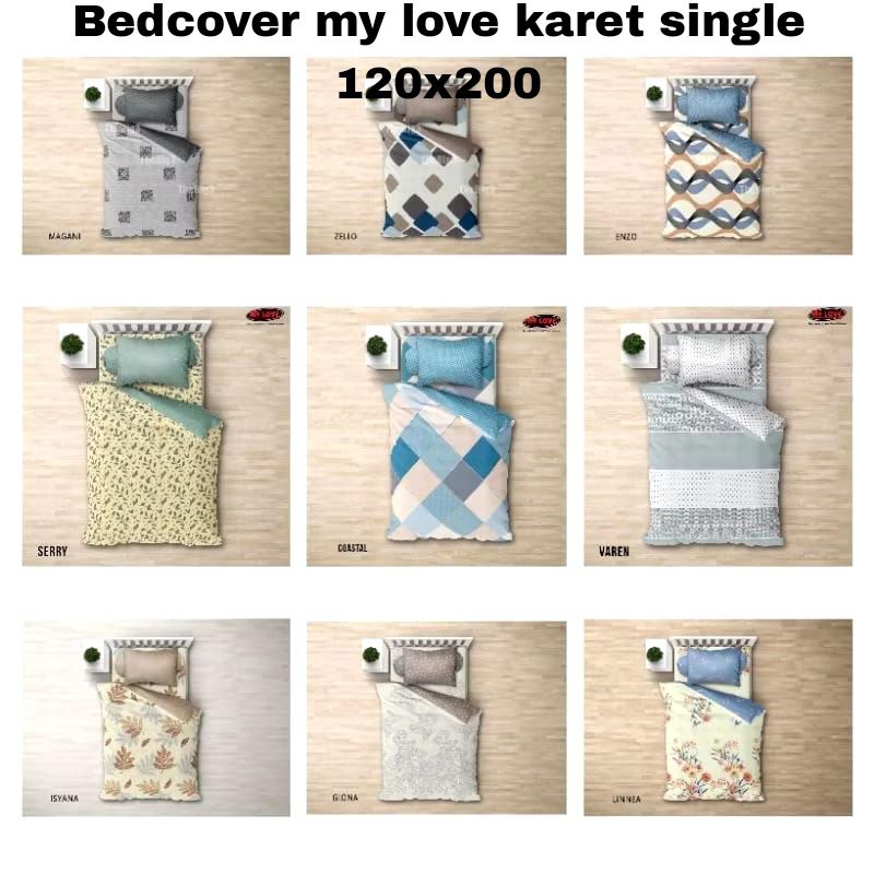 My love Bedcover single / Bedcover set my love ukuran 120x200 Tinggi 30cm
