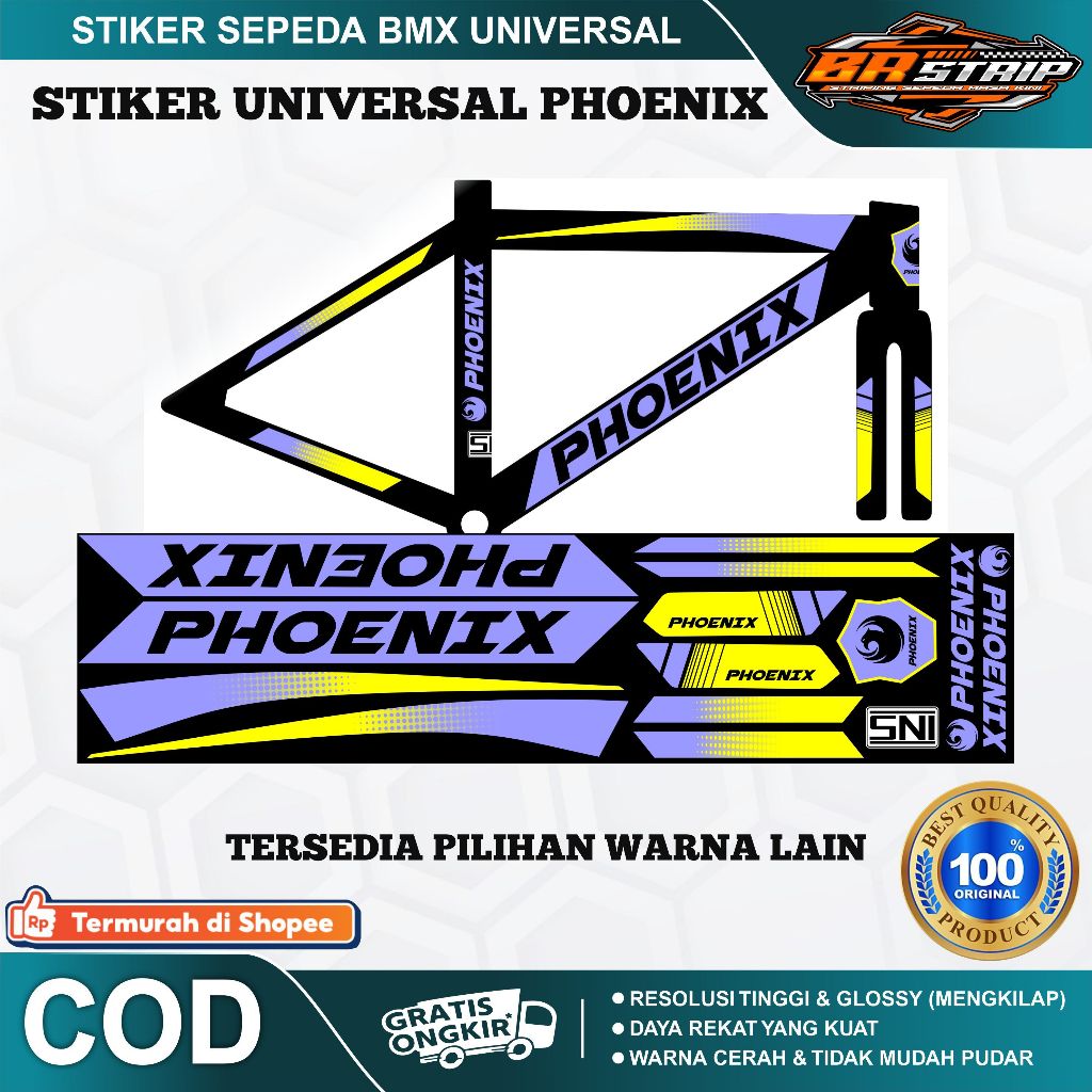 NEW stiker striping sepeda BMX 18 20 phoenix decal glossy lentur anti air