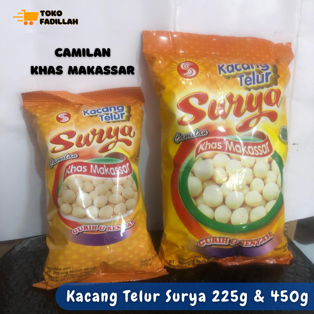 

Kacang Telur Surya 225g / 450g - Camilan Khas Makassar