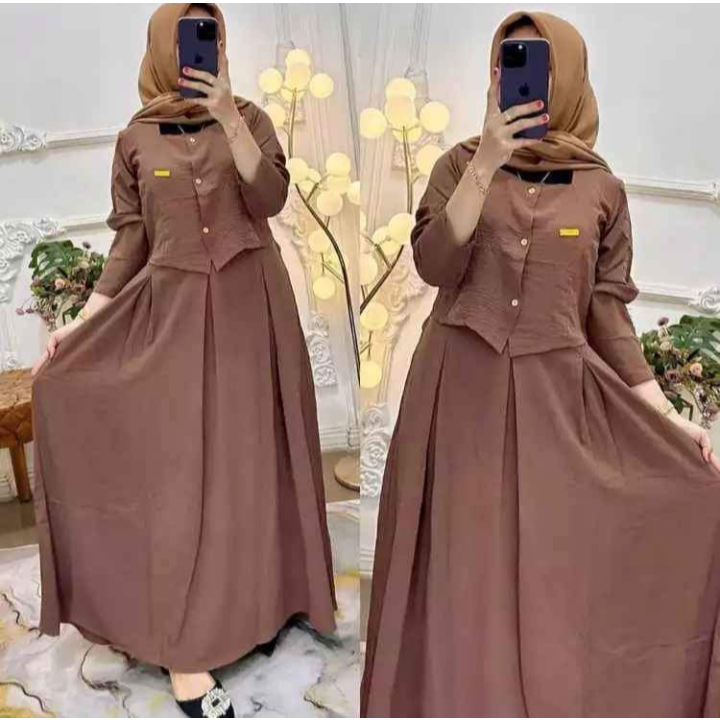 ONE SET OVERAL MODEL 2 IN 1 TERBARU/ GAMIS MURAH/ GAMIS WANITA KEKINIAN / ONE SET WANITA KEKINIAN GA