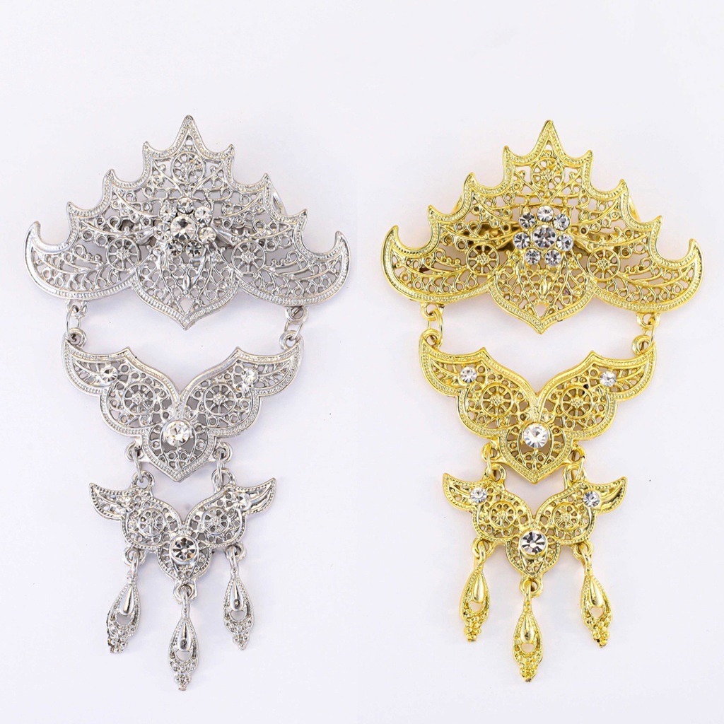 Bros Kebaya Kutu Baru / aksesoris baju kebaya wanita  Bunga Susun matahari emas silver