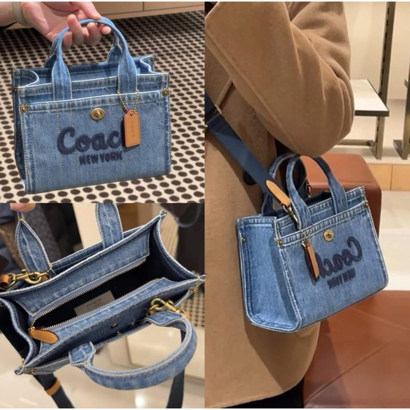 tas wanita coach cargo tote 20 denim original