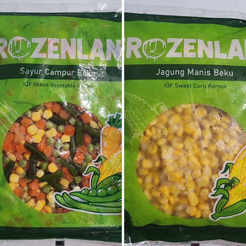 

Frozenland Mix Vegetable, Sweet Corn Kernel, Sayur Campur, Jagung Manis Beku, Kemasan 1kg