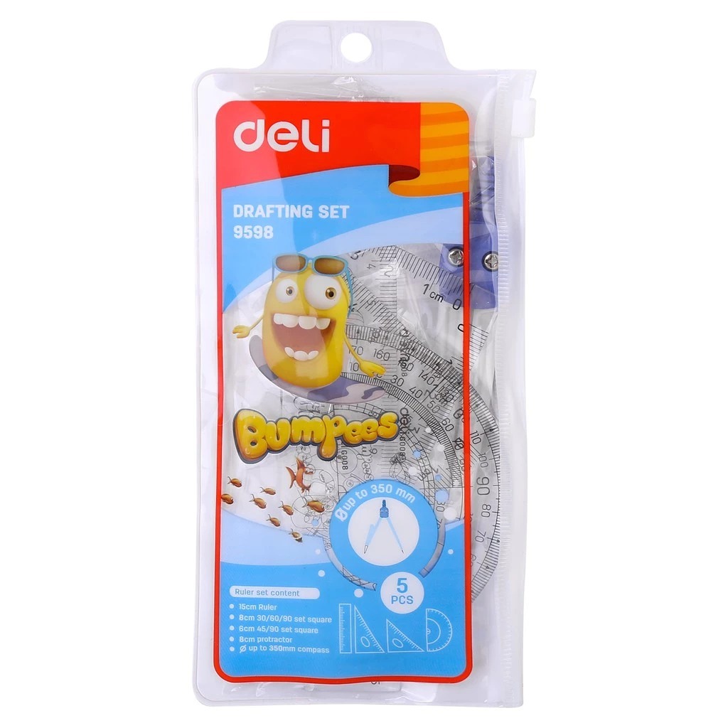 

Drafting Set/ 5 In 1 Set penggaris + Jangka sekolah Tipe E9598/Penggaris Lengkap Anak Sekolah Tema Minion
