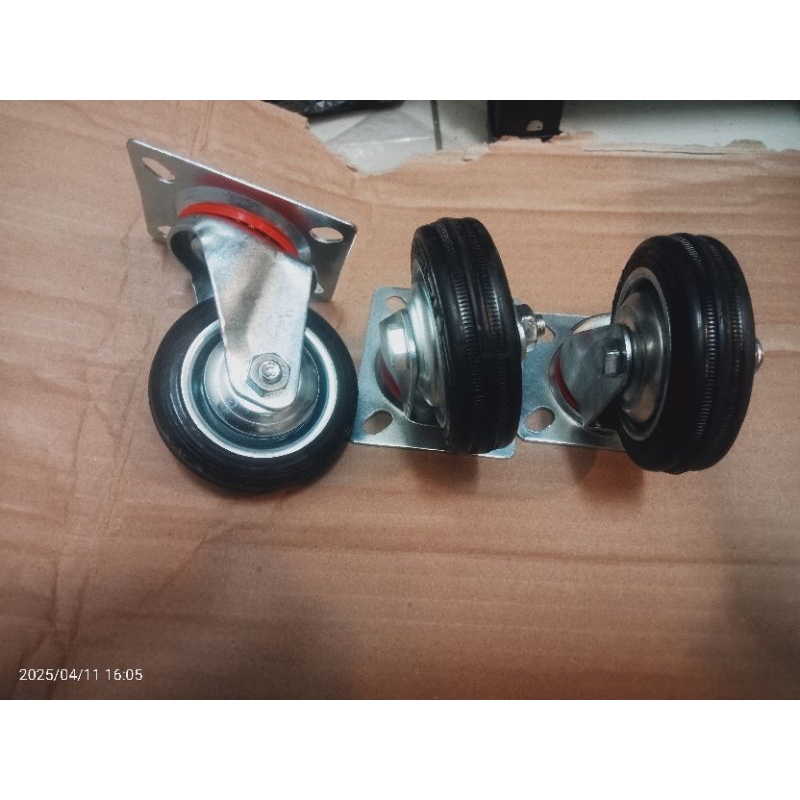 roda troli hidup 3inch karet hitam