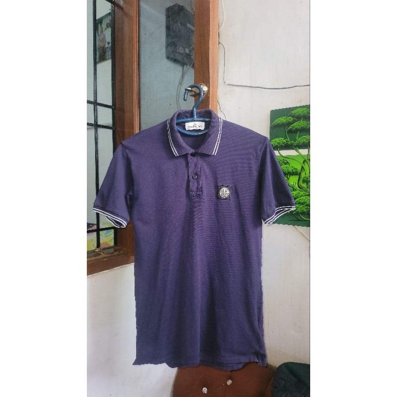 STONE ISLAND JUNIOR Navy Polo Shirt with Logo Patch Original 100%
